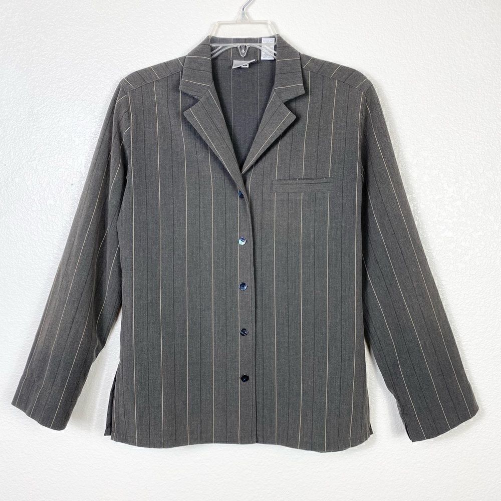 Vintage Chico’s Grey Pinstriped Blazer Jacket